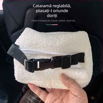 Cutie de șervețele auto din velur de miel, accesoriu pentru parasolar, organizator simplu de atârnat, decor drăguț pentru mașină