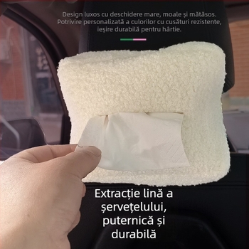 Cutie de șervețele auto din velur de miel, accesoriu pentru parasolar, organizator simplu de atârnat, decor drăguț pentru mașină