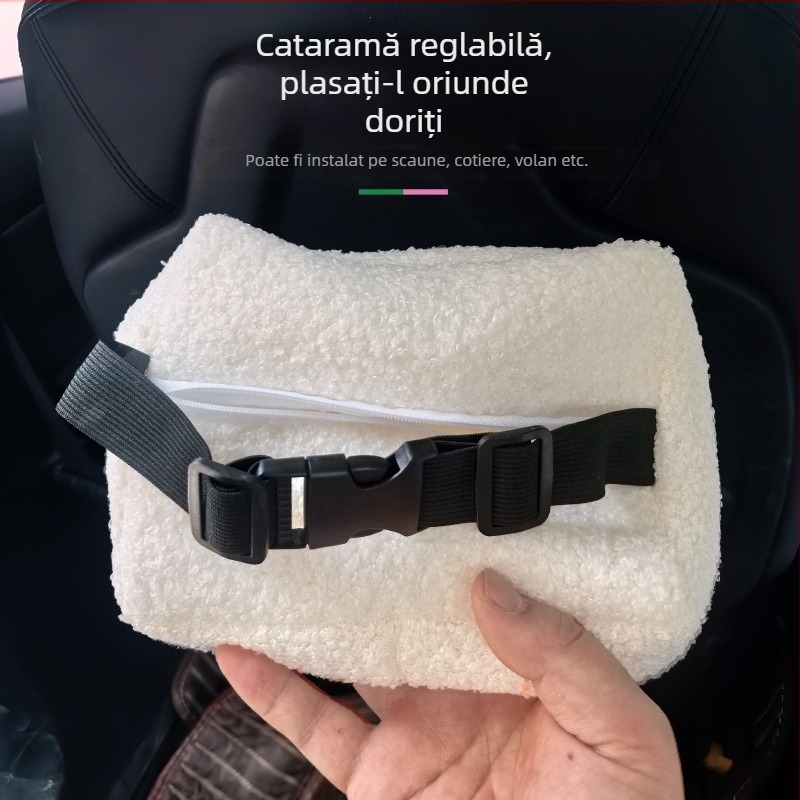 Cutie de șervețele auto din velur de miel, accesoriu pentru parasolar, organizator simplu de atârnat, decor drăguț pentru mașină