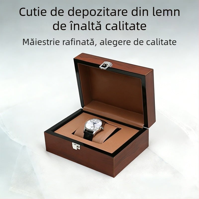 Cutie pentru ceas din rosewood, cu capac pliant și închidere, cutie cadou din lemn pentru brățări, cu imprimare logo