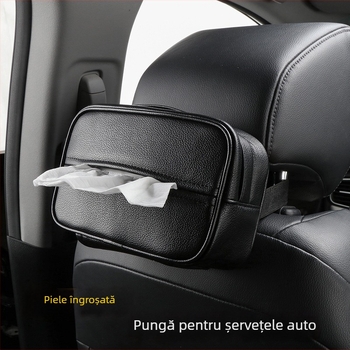 Cutie de șervețele din piele pentru mașină, suport pentru cotieră, design îngroșat