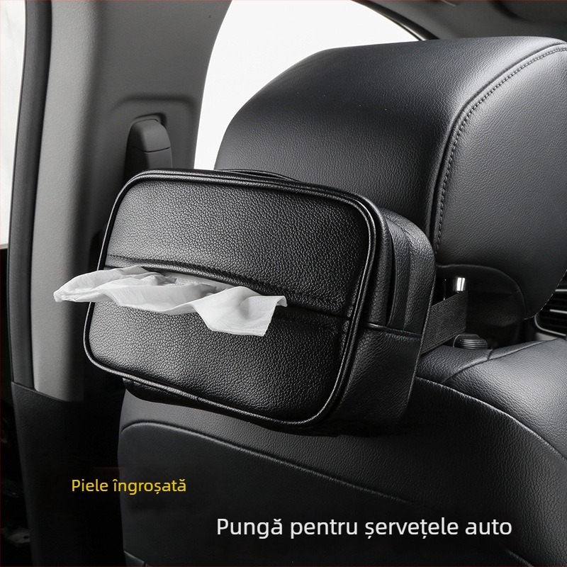 Cutie de șervețele din piele pentru mașină, suport pentru cotieră, design îngroșat
