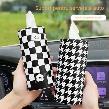 Cutie de șervețele pentru mașină, suport drăguț multifuncțional pentru șervețele, decor cu desene animate pentru interiorul mașinii
