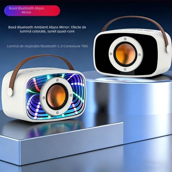Boxă Bluetooth Abyss Mirror cu design plutitor și lumini, model W20, imprimare a logo-ului