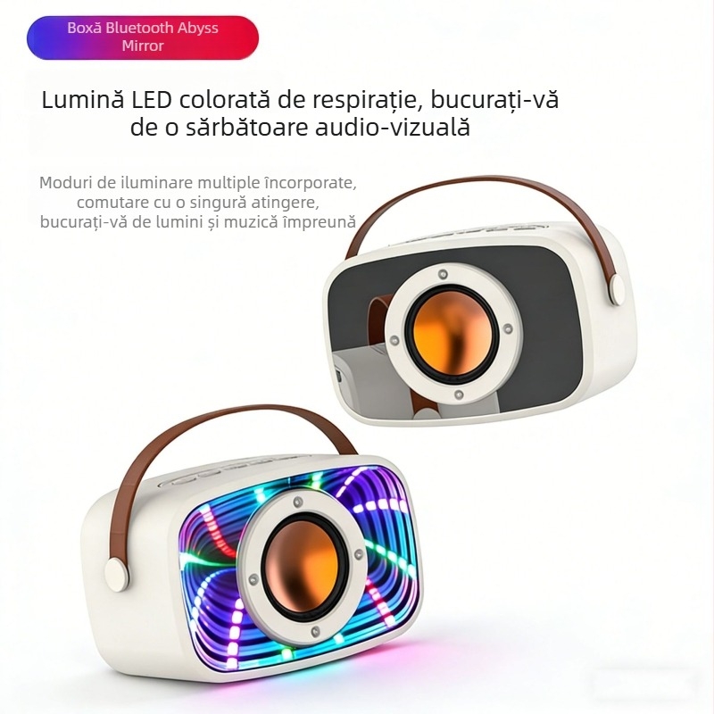 Boxă Bluetooth Abyss Mirror cu design plutitor și lumini, model W20, imprimare a logo-ului
