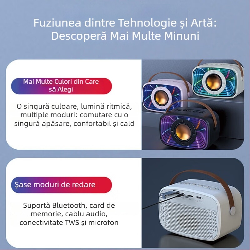 W20 Space Capsule difuzor Bluetooth cu oglindă Abyss, design suspendat și lumini colorate, sunet de înaltă calitate