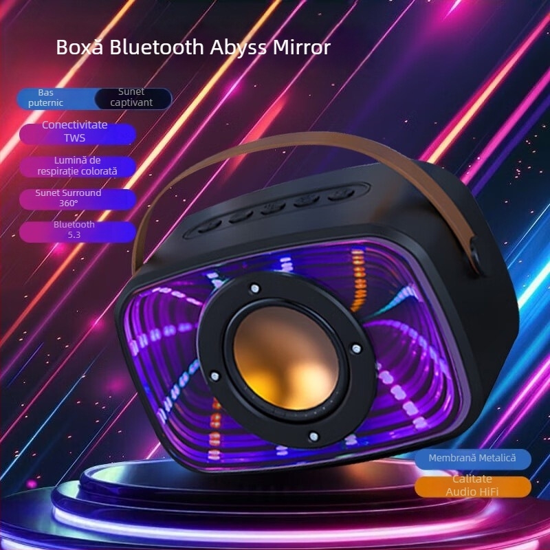 W20 Space Capsule difuzor Bluetooth cu oglindă Abyss, design suspendat și lumini colorate, sunet de înaltă calitate