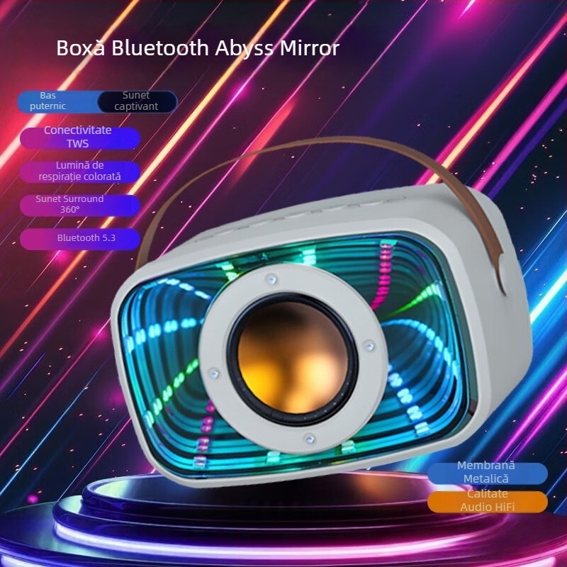 W20 Space Capsule difuzor Bluetooth cu oglindă Abyss, design suspendat și lumini colorate, sunet de înaltă calitate