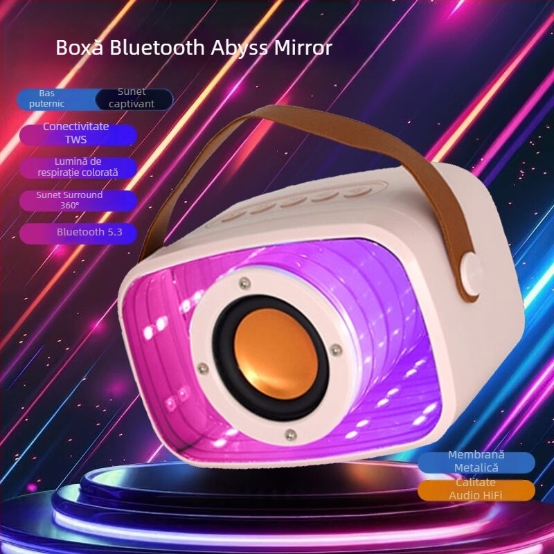 W20 Space Capsule difuzor Bluetooth cu oglindă Abyss, design suspendat și lumini colorate, sunet de înaltă calitate