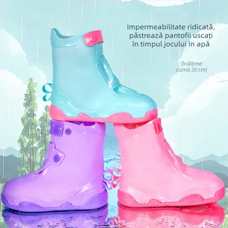 Cizme de ploaie pentru copii și acoperitoare pentru picioare — impermeabile, antiderapante, groase și durabile, pentru băieți și fete