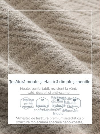 Pulover bărbați chenille cu guler înalt, pentru toamnă-iarnă, gros, cald, croială slim, mâneci lungi