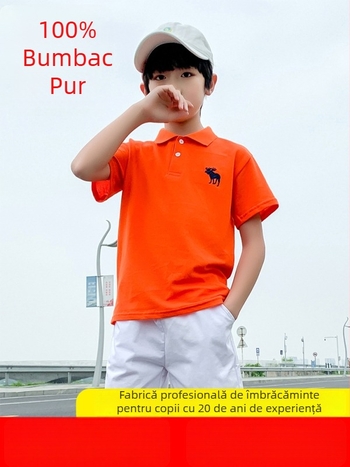 Tricou polo pentru copii, mâneci scurte, 100% bumbac piqué, vară