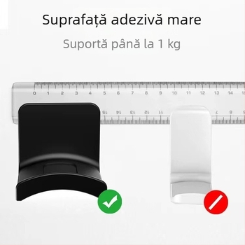 Suport pentru căști PC, fără găuri, cârlig pe perete, montaj cu bandă adezivă pentru cămin