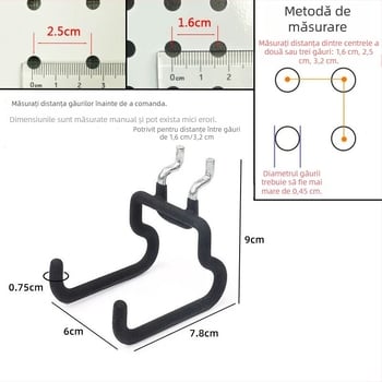 Cârlige duble pentru tablă cu găuri, spațiere 2,5 cm, depozitare în bucătărie