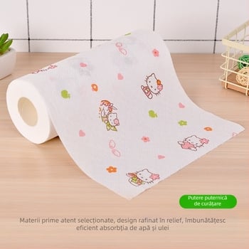 Șervețele de bucătărie din material nețesut, o singură folosință, imprimeu cu desene animate, lavete de curățare multifuncționale, 25×25 cm, 60 buc.