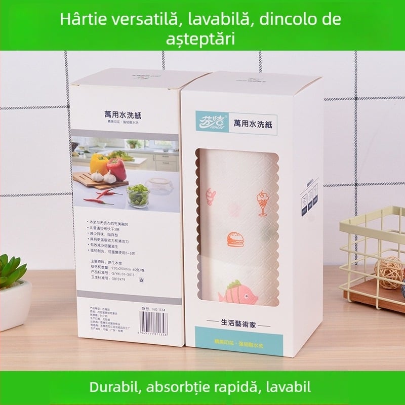Șervețele de bucătărie din material nețesut, o singură folosință, imprimeu cu desene animate, lavete de curățare multifuncționale, 25×25 cm, 60 buc.