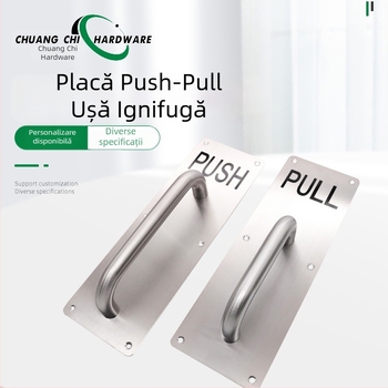 Mâner placă din oțel inoxidabil, 100×300 mm, pentru uși de canal cu indicator – ușă de incendiu