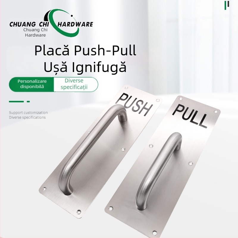 Mâner placă din oțel inoxidabil, 100×300 mm, pentru uși de canal cu indicator – ușă de incendiu