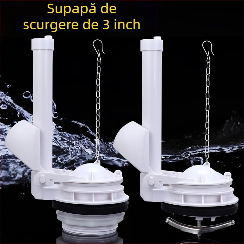 Valvă de drenaj pentru toaletă, 3 inch, diametru mare, stil vechi, cu capac de toaletă și comutator pentru rezervor