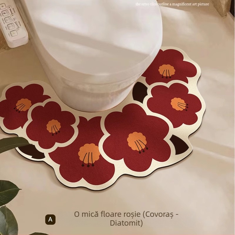 Covoraș de podea în stil nordic, formă neuniformă, din diatom mud, pentru baie, absorbant, antiderapant, rezistent la uzură, personalizabil
