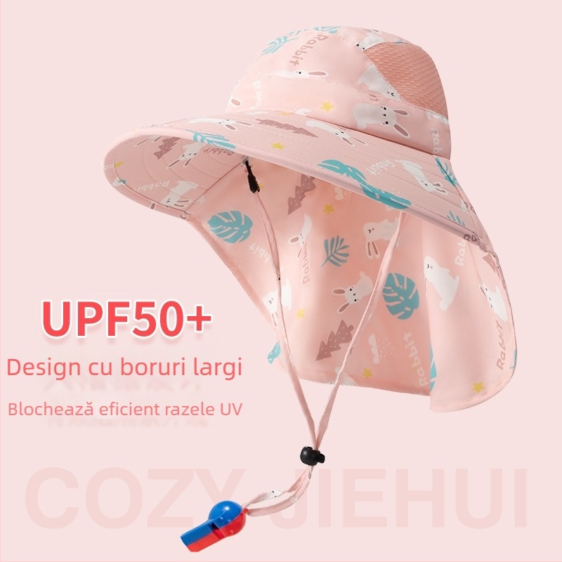 Șapcă de soare pentru copii cu boruri mari, protecție UV, respirabilă, stil pescăresc, vară
