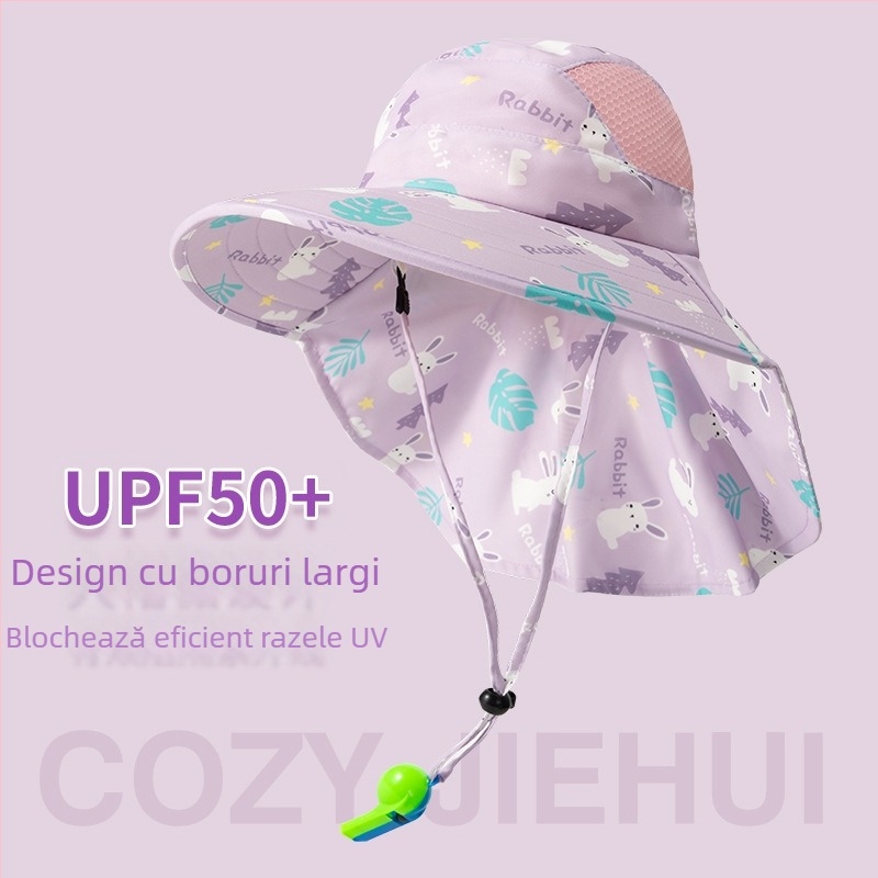 Șapcă de soare pentru copii cu boruri mari, protecție UV, respirabilă, stil pescăresc, vară