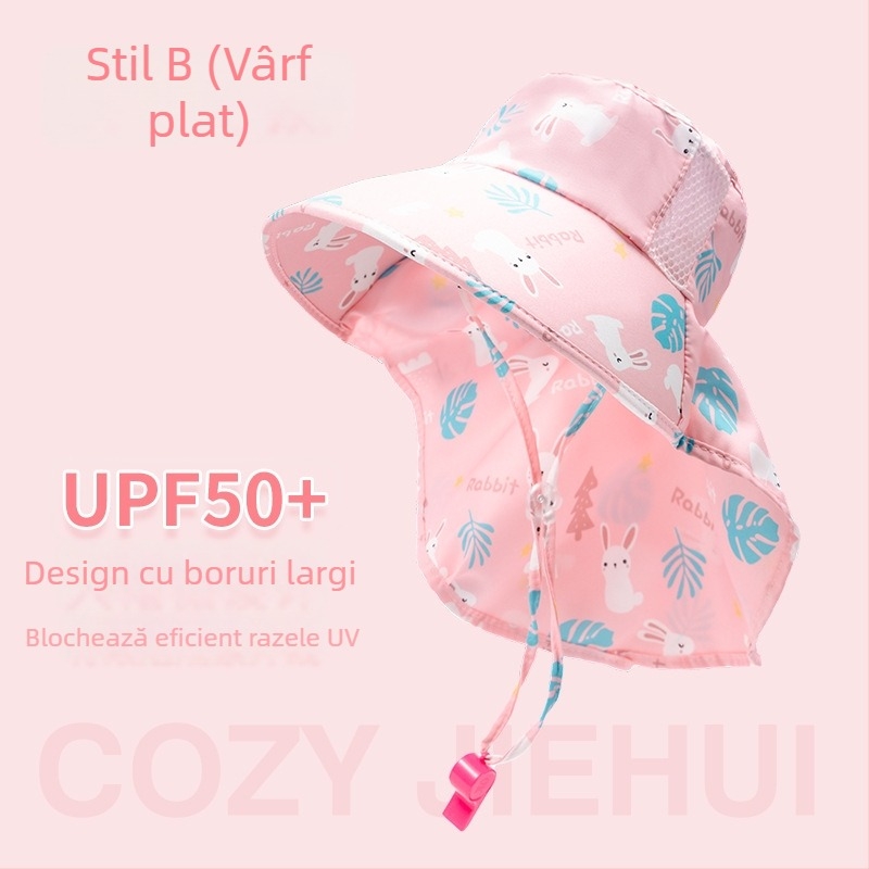 Șapcă de soare pentru copii cu boruri mari, protecție UV, respirabilă, stil pescăresc, vară