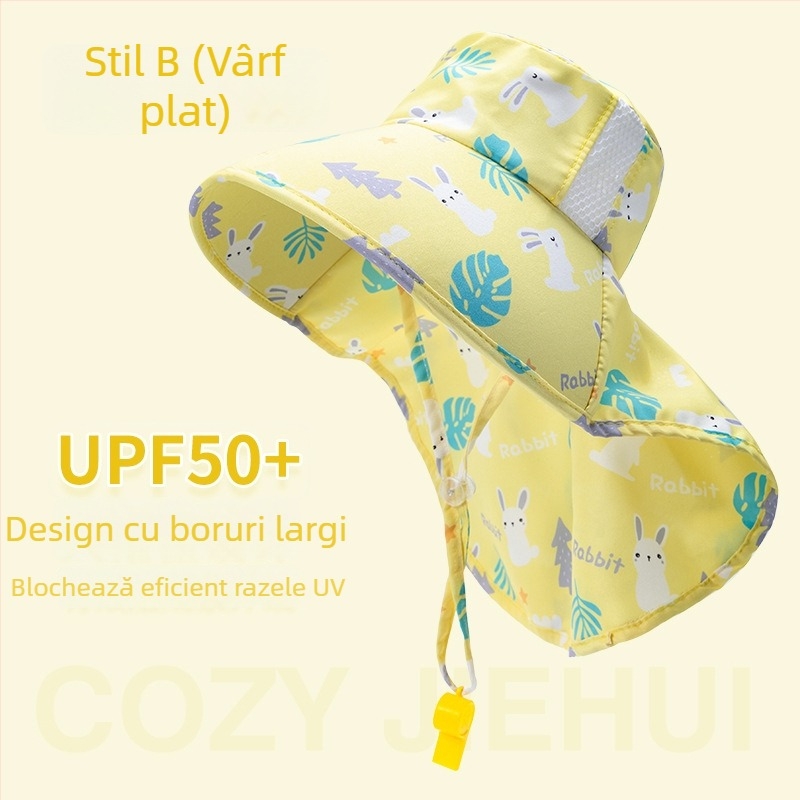 Șapcă de soare pentru copii cu boruri mari, protecție UV, respirabilă, stil pescăresc, vară
