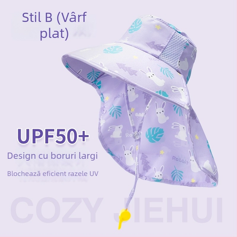 Șapcă de soare pentru copii cu boruri mari, protecție UV, respirabilă, stil pescăresc, vară