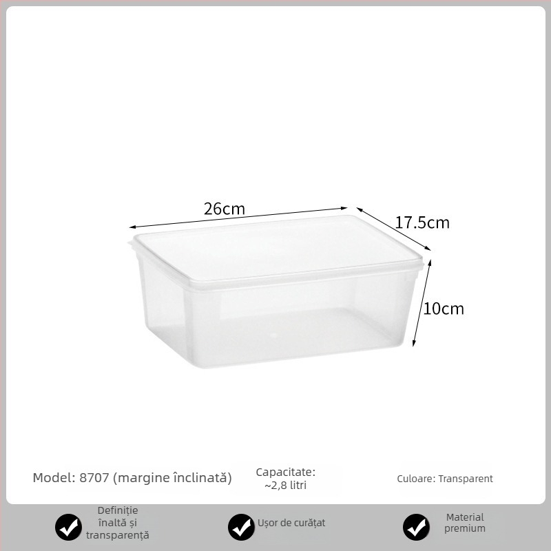 Recipient de depozitare alimentară transparent, sigilat, pentru fructe, frigider și congelator, capacitate mare