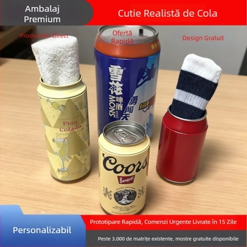 Cutie de economii din tablă, în formă de sticlă Cola, recipient metal imitatie pentru bani, recipient de ceai, accesoriu pentru joc de societate