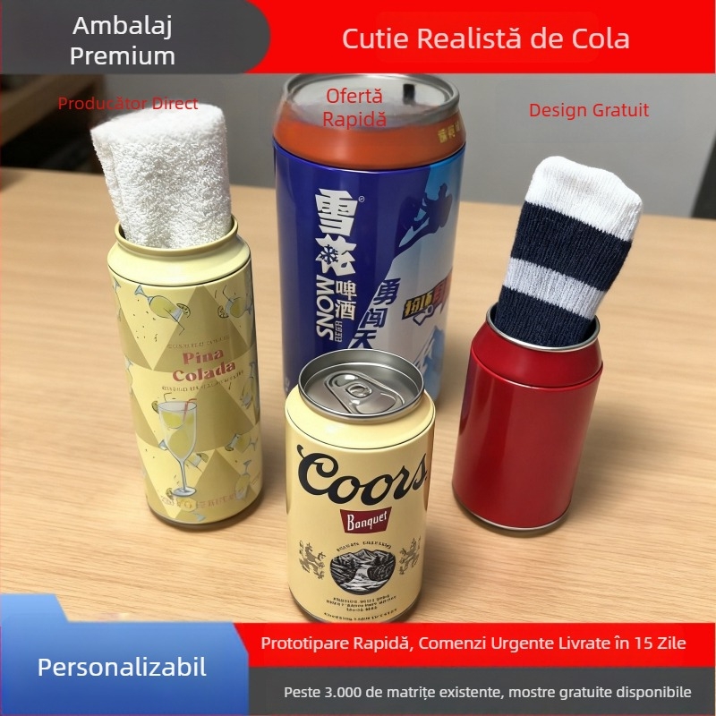 Cutie de economii din tablă, în formă de sticlă Cola, recipient metal imitatie pentru bani, recipient de ceai, accesoriu pentru joc de societate
