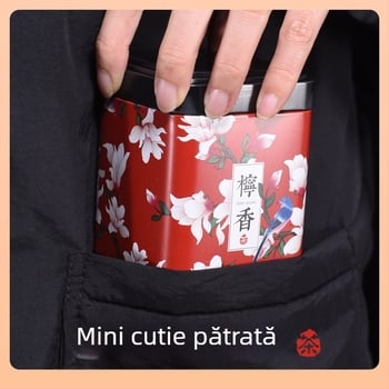 Cutie metalică pentru ceai, 50 g, compactă, pentru călătorii, sigilată