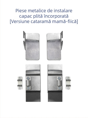 Kit de montaj pentru suport din sticlă și metal pentru hotă integrată, cu ramă în formă de 7, suport din sticlă, clips metalic și încuietoare magnetică