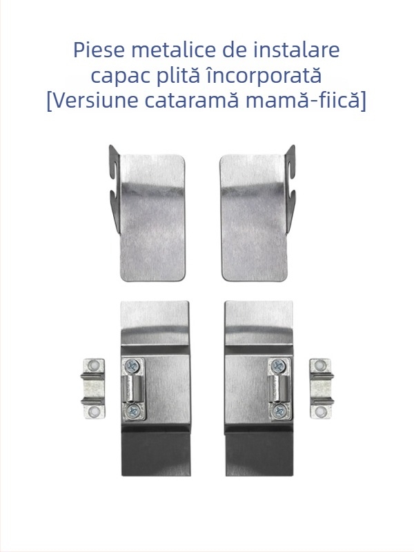 Kit de montaj pentru suport din sticlă și metal pentru hotă integrată, cu ramă în formă de 7, suport din sticlă, clips metalic și încuietoare magnetică