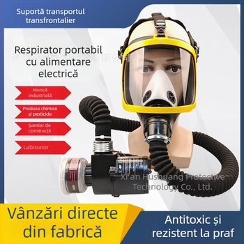 Mască de gaz cu alimentare cu aer pentru față întreagă, protecție împotriva prafului, agricultură și minerit, reîncărcabilă