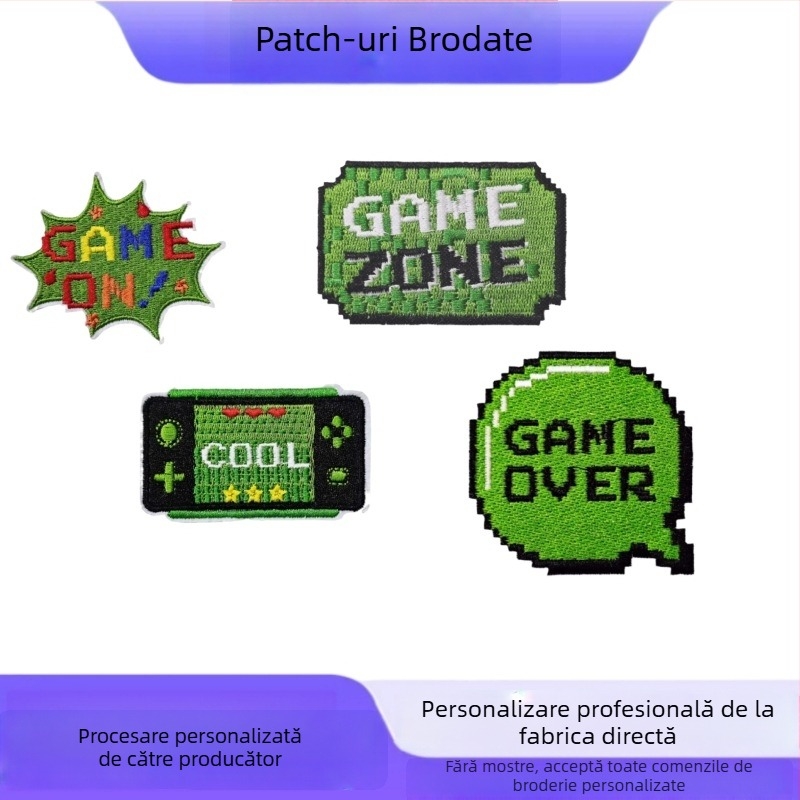Patch-uri brodate personalizate cu temă de joc, Velcro pentru haine și accesorii