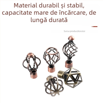 Bară de perdele romană de 28 mm, stil vintage, capăt decorativ gol pentru șinele de perdea