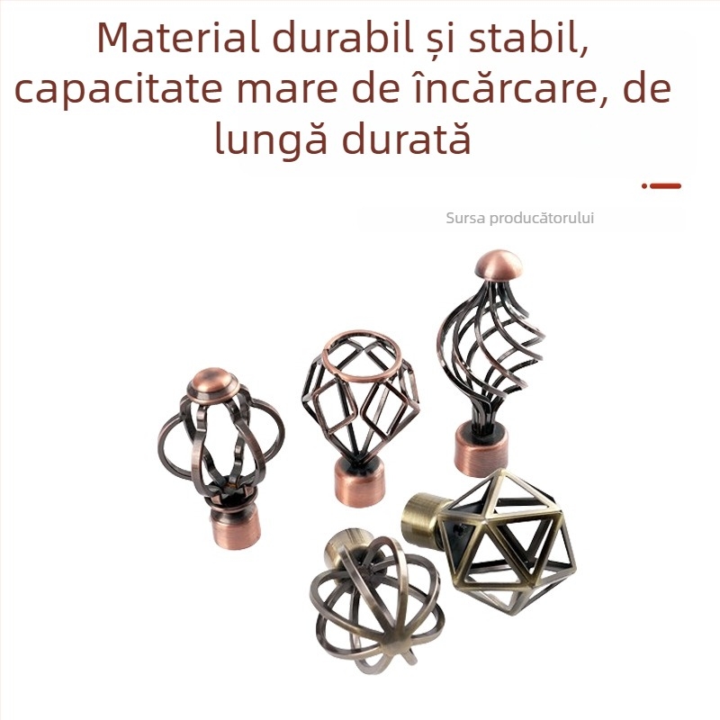 Bară de perdele romană de 28 mm, stil vintage, capăt decorativ gol pentru șinele de perdea