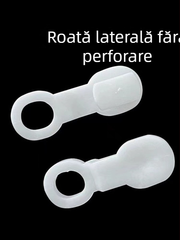 Șină pentru perdea autoadezivă, fără găuri, cu role silențioase, șină dreaptă, montaj superior sau lateral, inele și cârlige pentru perdele cu mărgele