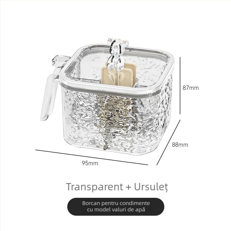 Cutie de condimente cu model glaciar pentru bucătăria de acasă, recipient de depozitare cu mai multe compartimente, sare și MSG, design elegant de lux