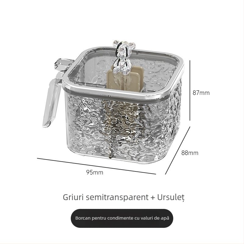 Cutie de condimente cu model glaciar pentru bucătăria de acasă, recipient de depozitare cu mai multe compartimente, sare și MSG, design elegant de lux