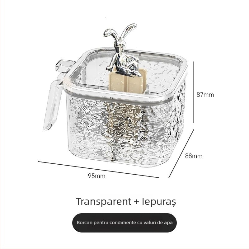 Cutie de condimente cu model glaciar pentru bucătăria de acasă, recipient de depozitare cu mai multe compartimente, sare și MSG, design elegant de lux