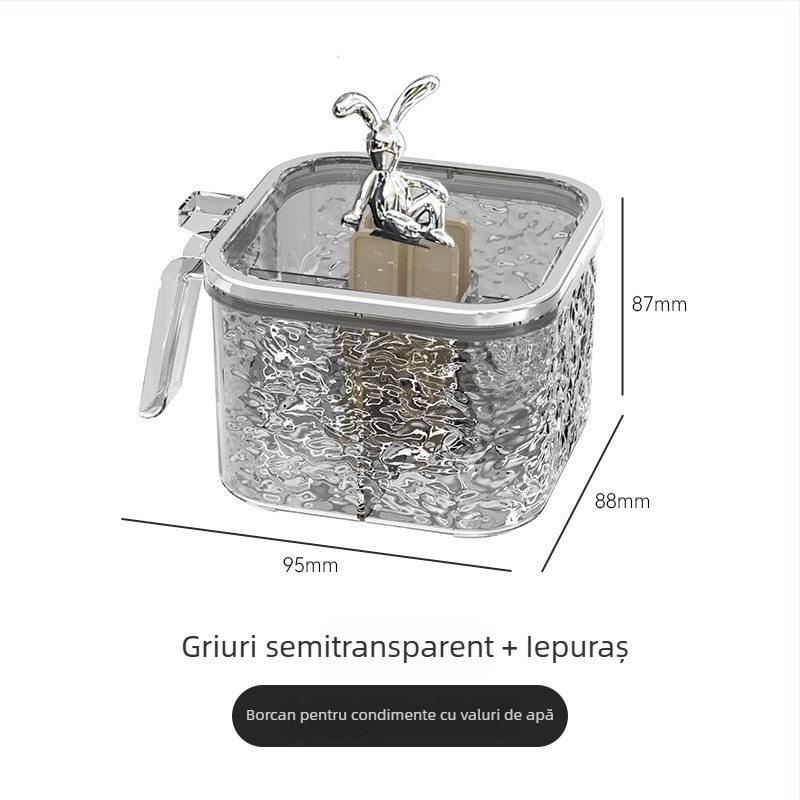 Cutie de condimente cu model glaciar pentru bucătăria de acasă, recipient de depozitare cu mai multe compartimente, sare și MSG, design elegant de lux