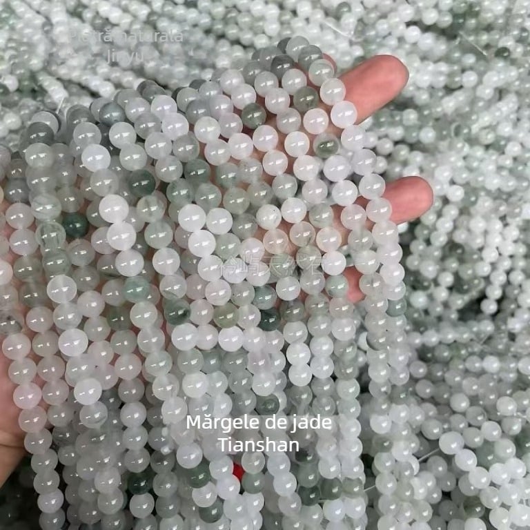 Mărgele din jad Ice Jade, Jad Tianșan pentru bijuterii DIY, mărgele spacer 8 mm, rotunde, semifabricate