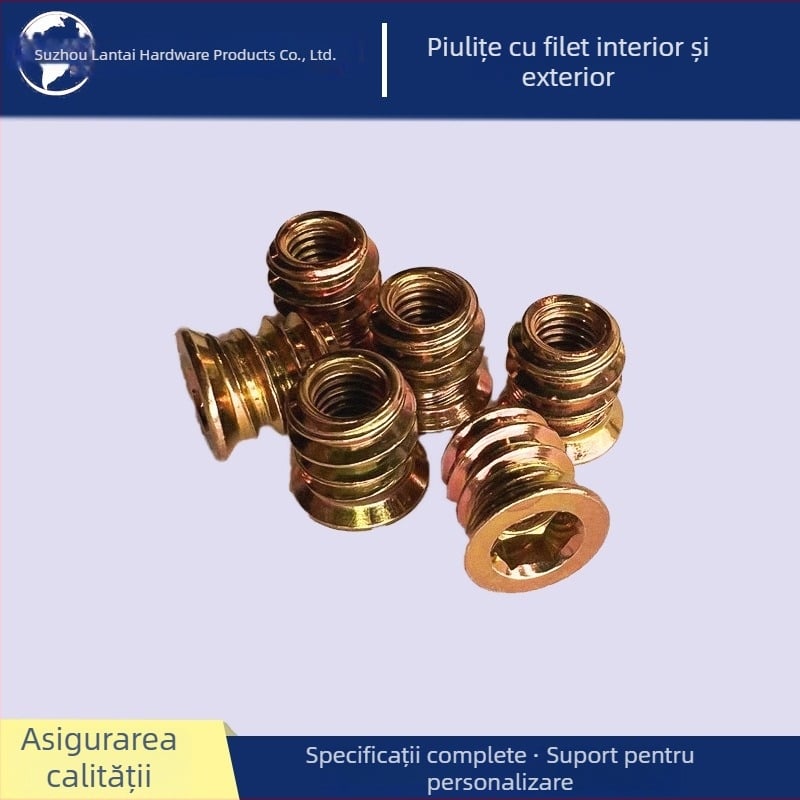 Piuliță trapezoidală din aliaj de zinc pentru mobilier, cu inserție