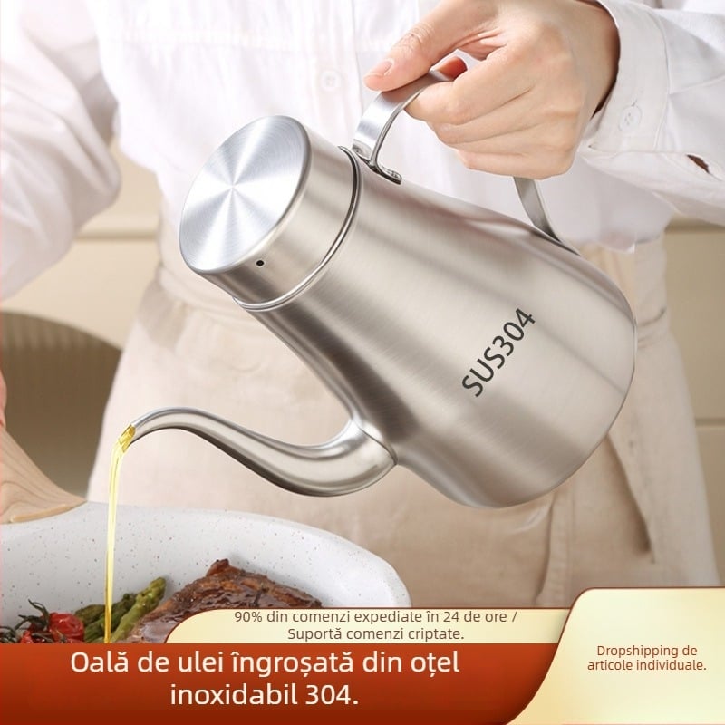 Recipient de ulei din oțel inoxidabil 304, de calitate alimentară, cu filtru, capacitate mare, pentru bucătărie