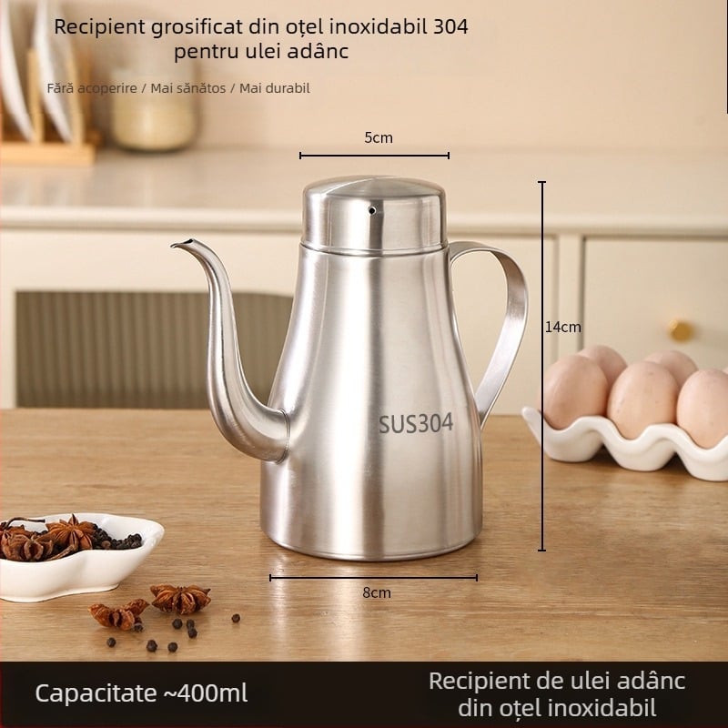 Recipient de ulei din oțel inoxidabil 304, de calitate alimentară, cu filtru, capacitate mare, pentru bucătărie