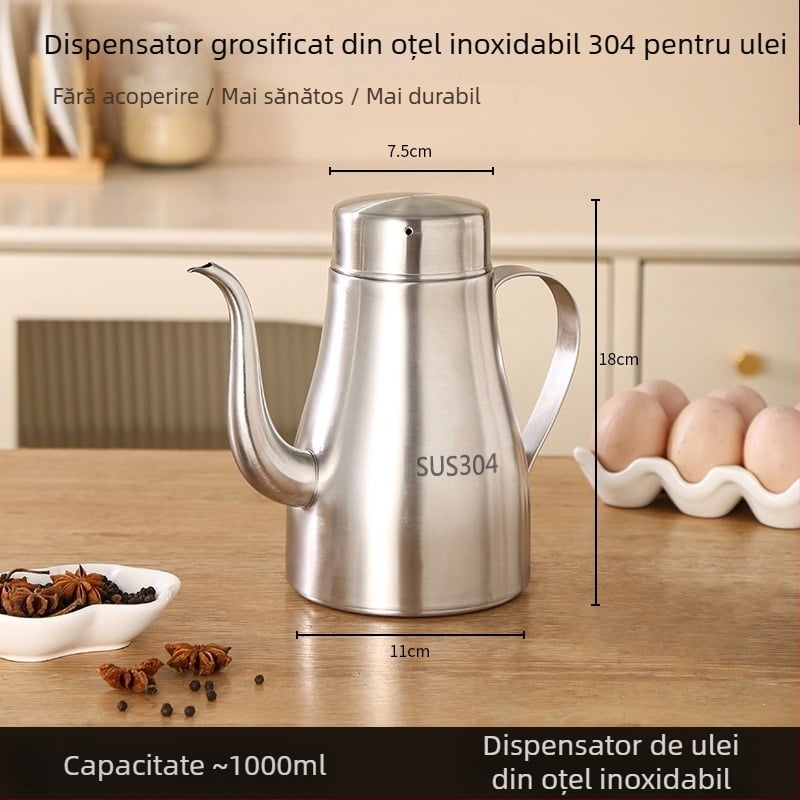 Recipient de ulei din oțel inoxidabil 304, de calitate alimentară, cu filtru, capacitate mare, pentru bucătărie