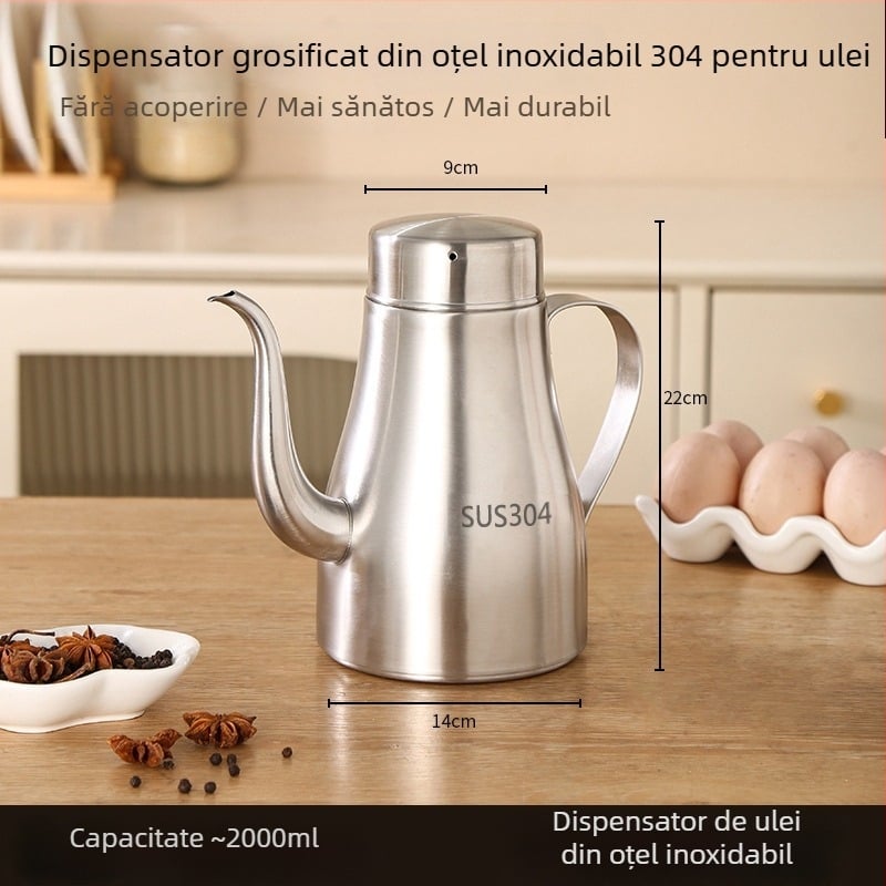 Recipient de ulei din oțel inoxidabil 304, de calitate alimentară, cu filtru, capacitate mare, pentru bucătărie